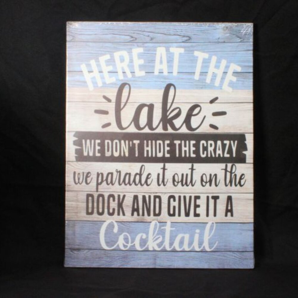 Here at the Lake We Don't Hide the Crazy Funny Canvas Wall Art Decor